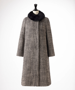 ファーティペット付きツイードコート